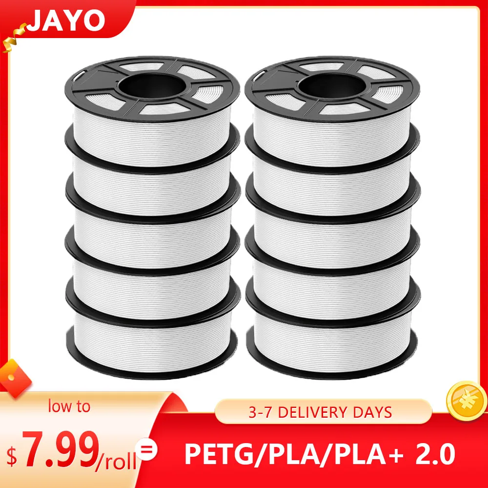 JAYO 10 Rolls 3D Printer PLA/PETG/PLA PLUS 2.0 Filament 1.75mm +/-0.02mm Non-toxic 3D Printing Materials for 3D Printer&3D Pen