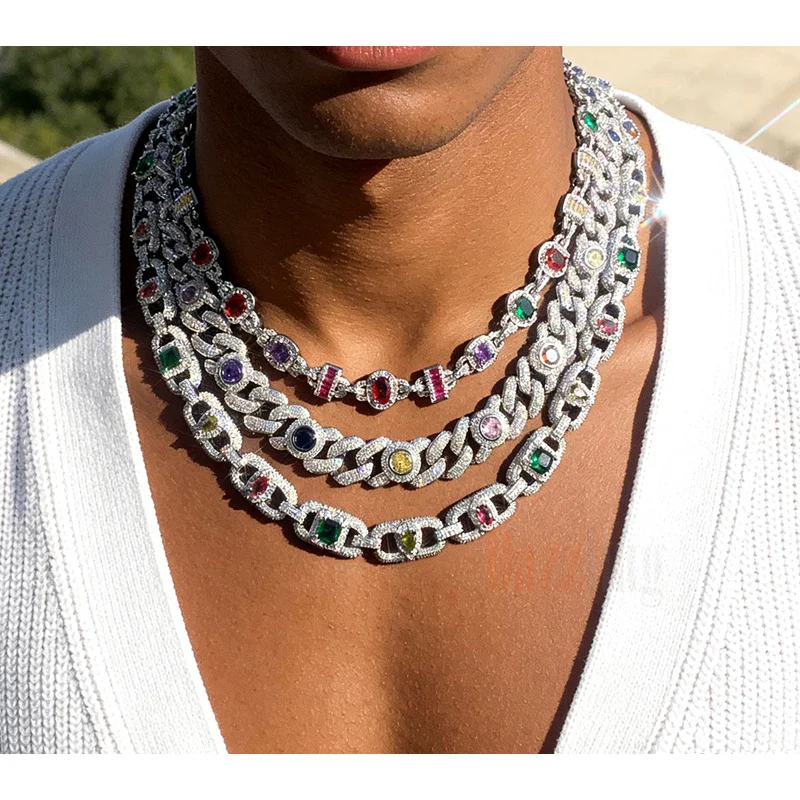 collier-chaine-cubaine-hip-hop-pour-hommes-bijoux-tendance-en-zircon-colore-accessoire-de-rappeur-nouveau-style-d'exportation