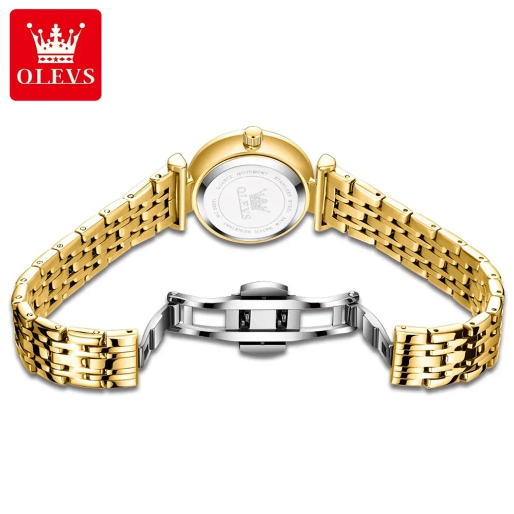 OLEVS Quartz Watches for Women Luxury Golden Stainless Steel Women\'s Watches Waterproof Elegant Ladies Dress Wristwatches Reloj