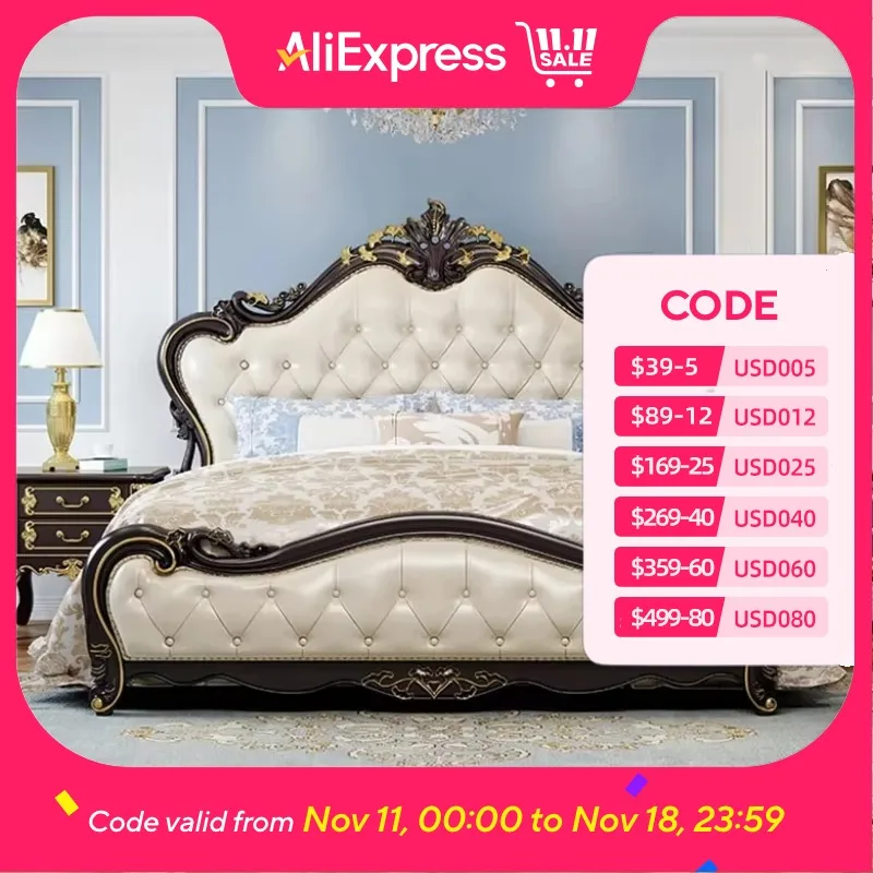 

King Luxury Bed Frame Master Black Aesthetic Modern Modular Double Bed Frame Luxury Wood Letto Matrimoniale Bedroom Furniture