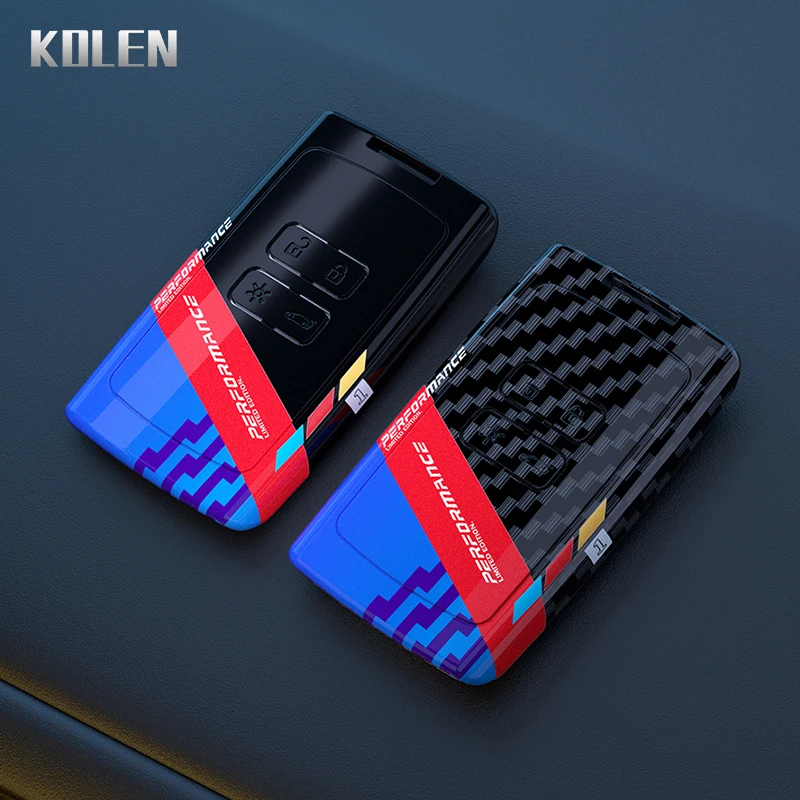 ABS Carbon Fiber Car Key Case Cover For Renault Clio Captur Megane Talisman Espace Zoe Koleos Scenic 4 Arkana Dacia Sandero Card