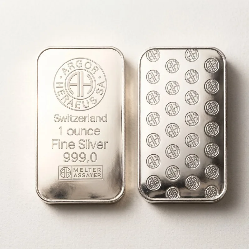Non Magnetic 1 Ounce Silver Bar Switzerland Argor Heraeus Silver Bullion Coins for Collection
