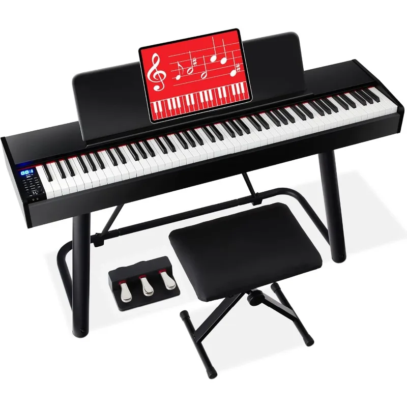 88-Key Weighted Full Size Digital Piano for All Experience Levels,3 Sustain Pedal Unit, Stool, Keyboard Cover,Headphone Jacks