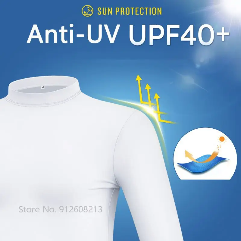 PGM Summer Sun Protection Golf Underwear for Men Long Sleeve Golf Shirts Men Cooling Ice Silk T-shirts Quick Dry UV-proof Tops