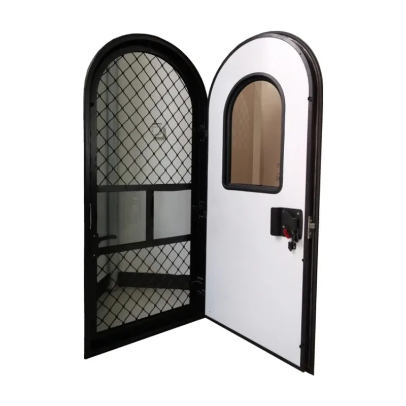 Tongfa شكل دائري حجم مخصص سبائك الألومنيوم الإطار متنقل Rv قافلة الباب للتخييم