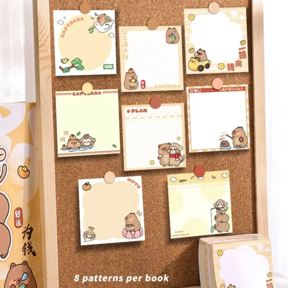 400 Sheets Message Paper Cute Capybara Note Paper Non Sticky Square Memo Reminder Paper Cartoon Kawaii Memo Notepad Stationery