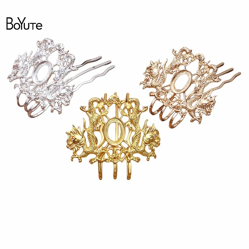 BoYuTe (2 Pieces/Lot) Metal Alloy 53*73MM Dragon Hair Fork Diy Hand Made Retro Palace Hair Jewelry Accessories Wholesale