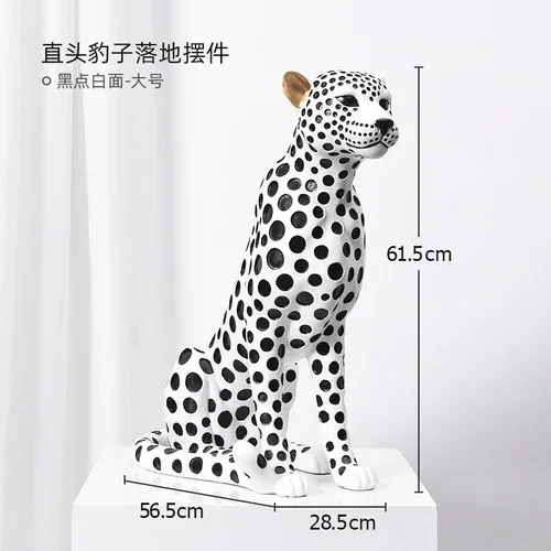 Fortune Leopard Statues Home Decor Resin Interior Figurines Office Living Room Decoration Creative Home Accessories Artwork Gift