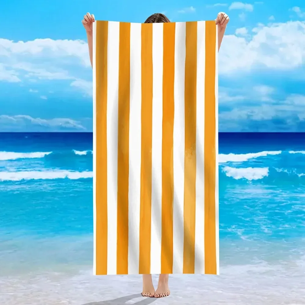 Various Colors Stripe Microfiber Beach Towel Fast Dry Trend Pattern Beach Towel Oversized Blanket Lightweight Towel Bathtowel