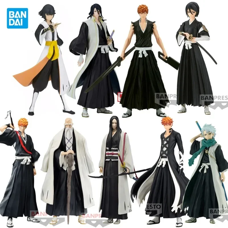 Original Bandai BLEACH Solid and Souls Bleach Unohana Retsu Inoue Orihime Zaraki Kenpachi Abarai Renji Anime Figure Model Toys