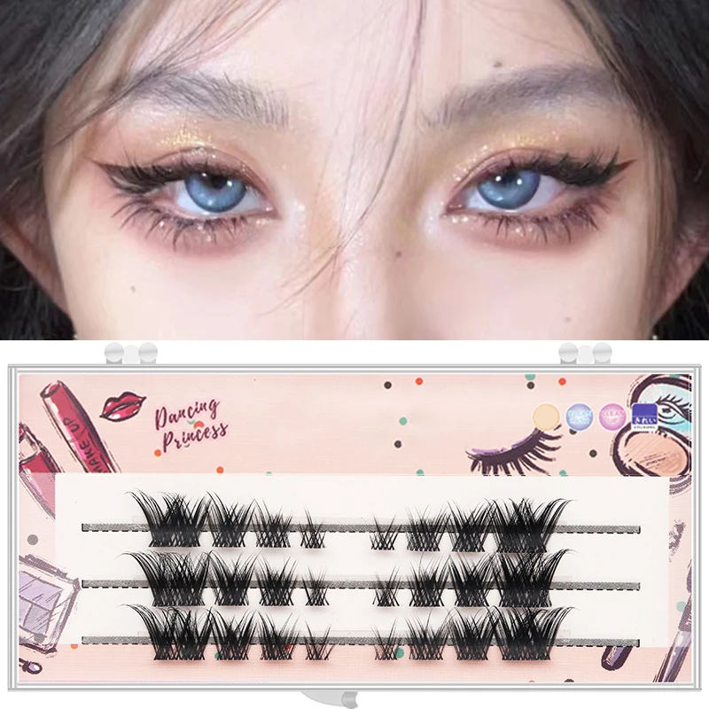 DINGSEN 3 Reihen Natürliche Flauschige Cluster-Wimpern Einzelne Manga-Wimpern Künstliche Wimpern für DIY-Verlängerungen Anime-Stil für Anfänger – Detail 2