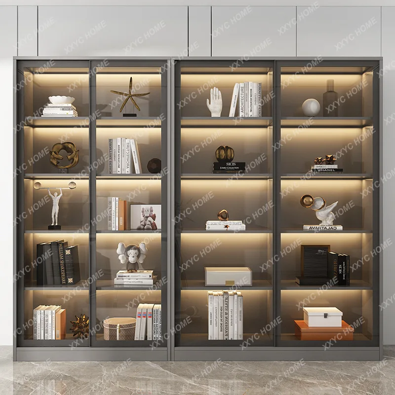 LXSliding doors, sliding doors, bookcases, integrated whole walls, light luxury, modern homes