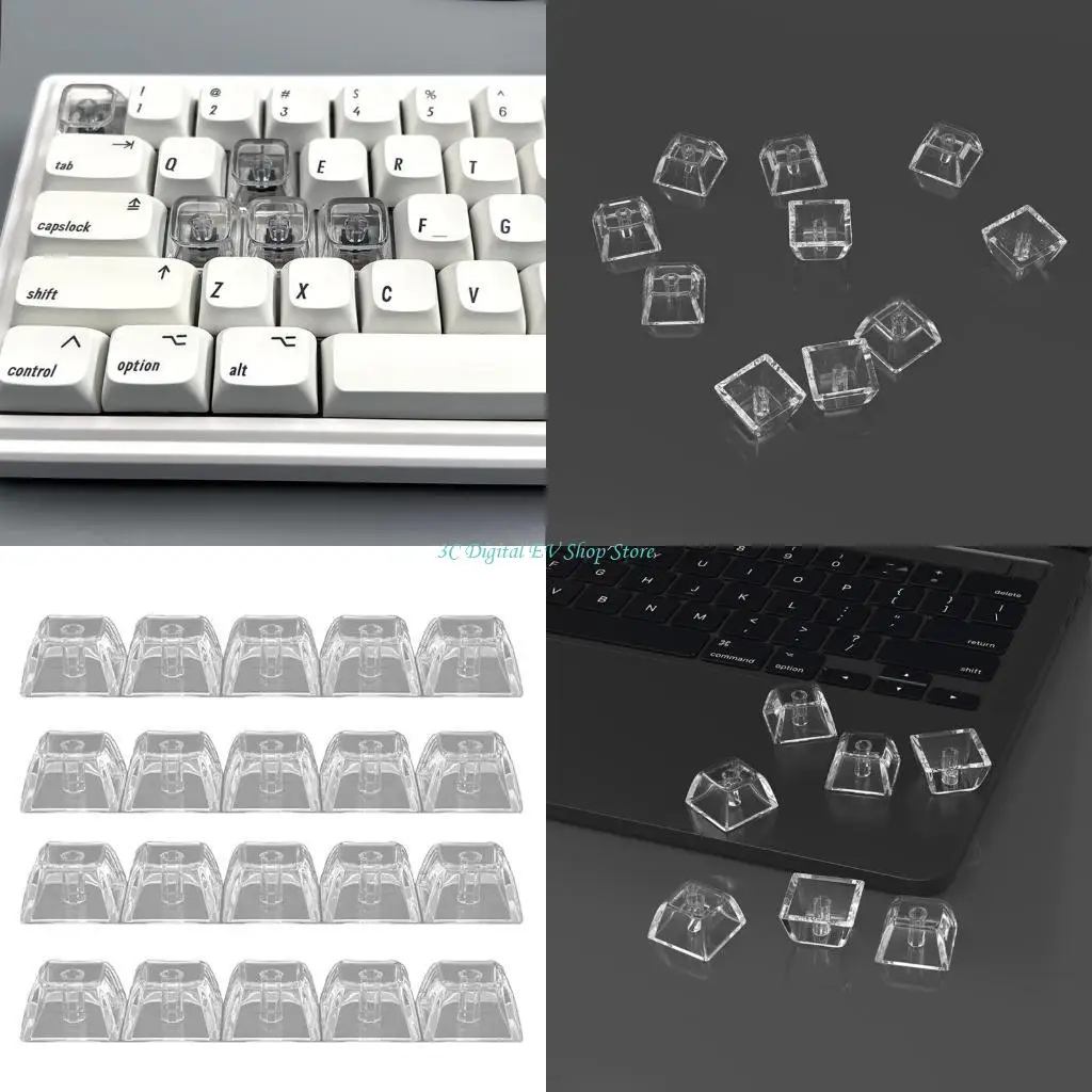 E74D Crystal Keycaps 1U Backlits Keycaps with Transparents Layer for Mechanical Keyboards