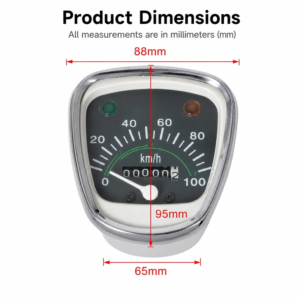 Motorcycle Speedometer Odometer Gauge for Honda Cub C50 C70 C90, Retro Mechanical Mileage Meter Motorbike Replacement Instrument
