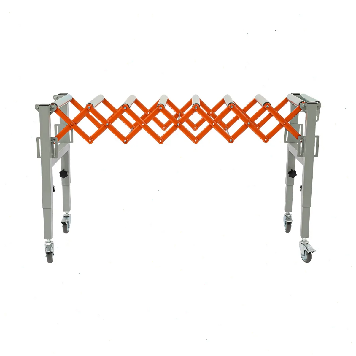 Roller Conveyor, Adjustable Conveyor Roller 51in, Orange, Max Load 110.23lbs, Sturdy Iron Anti-Rust, Adjustable Height & Length for Table Saw or Planer Transport