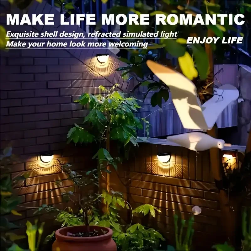 

2 шт., уличный полукруглый настенный светильник, садовый солнечный светильник для забора, IP65, теплый белый декоративный светильник для заднего двора