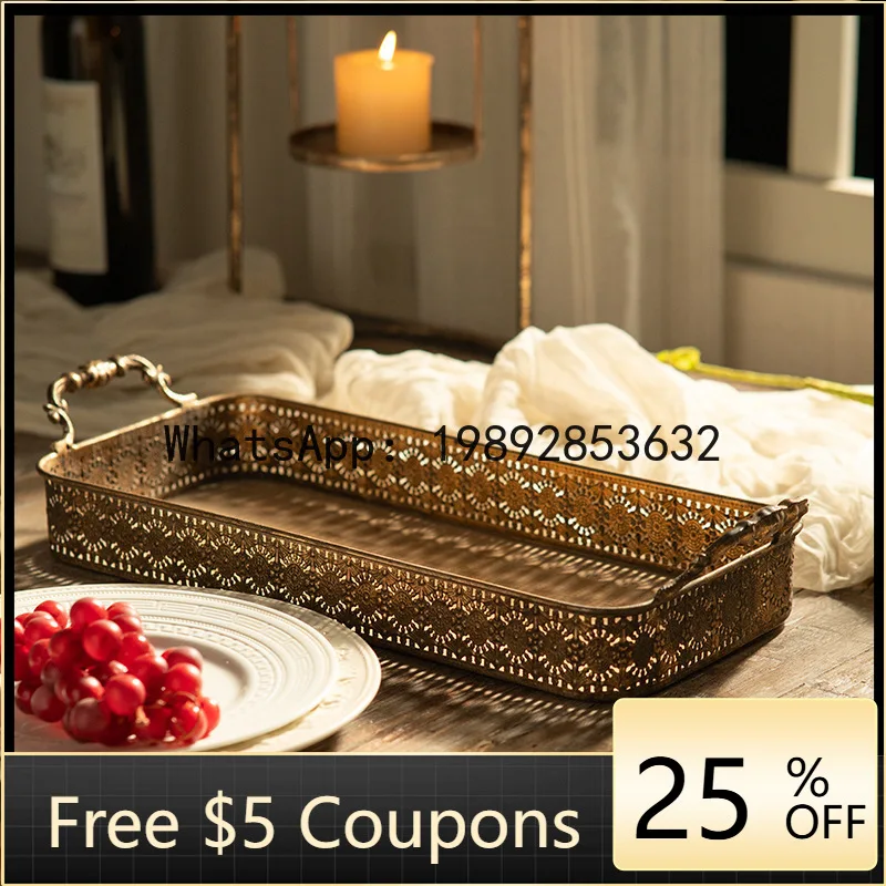 

BF American Retro Vintage Iron Tray Homestay Living Room Coffee Table Decoration Fruit Basket Ornament