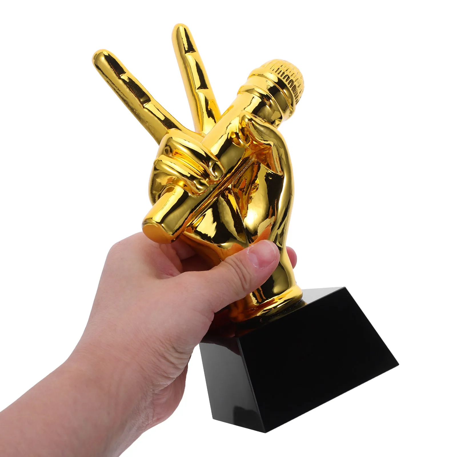 Microphone Shaped Resin Trophy Music Appreciation Award Singing Performance Trophy Karaoke Night Decoration Competition Souvenir