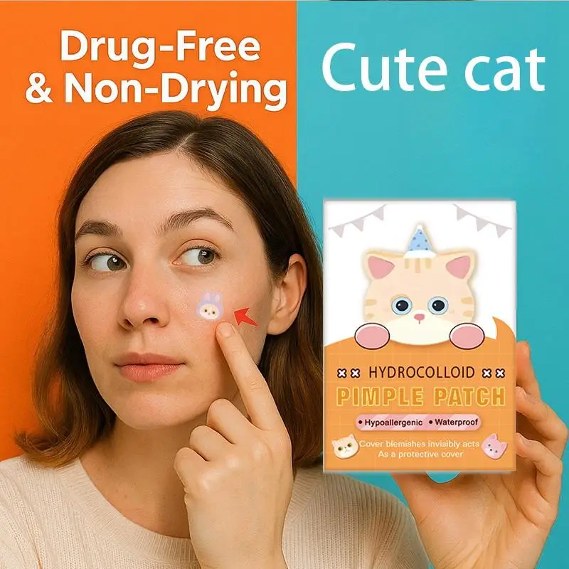 600 Pcs Acne Patches Cat Shaped Acne Treatment Sticker Colorful Acne Cover Removal Pimple Patch Anti-Acne Hydrocolloid Sticker view 3