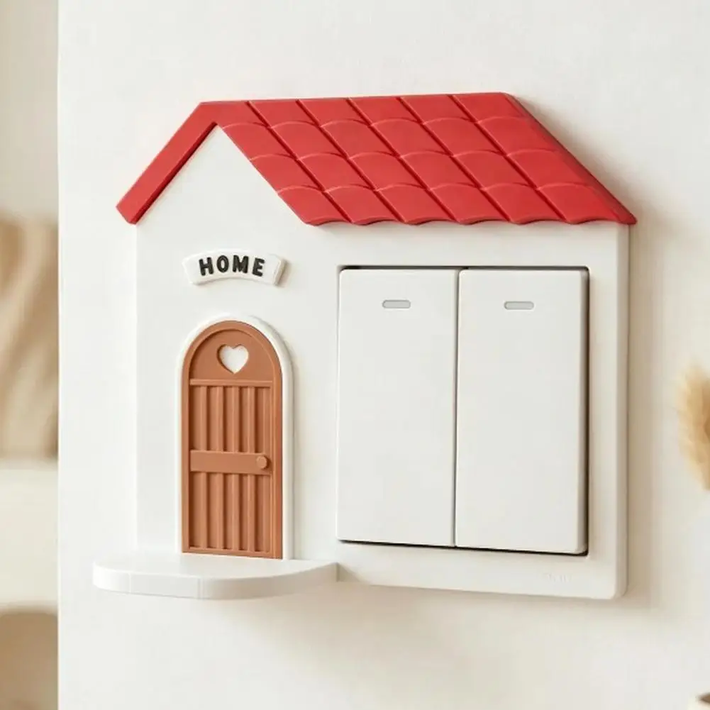 House Switch Decoration Wall Switch Decor 3d Printed House Switch Cover Plate Light Frame with Figure Display Shelf for Home