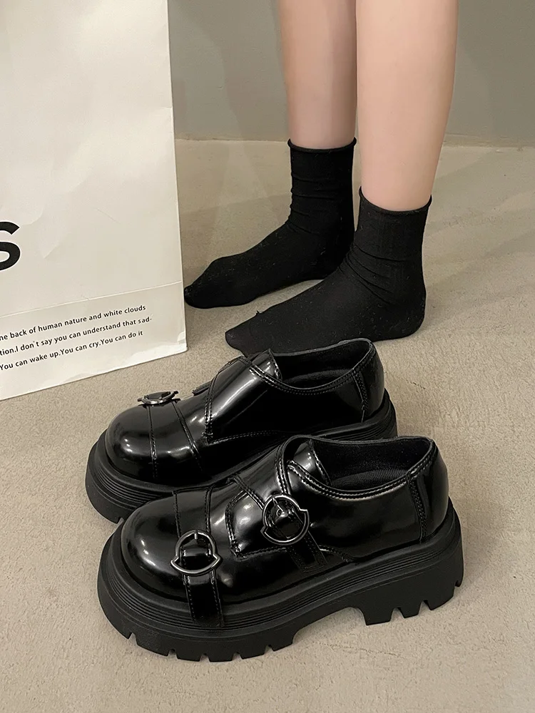 

British Style Women's Shoes Platform Oxfords Casual Female Sneakers Loafers With Fur Shallow Mouth Round Toe Flats Preppy Clogs