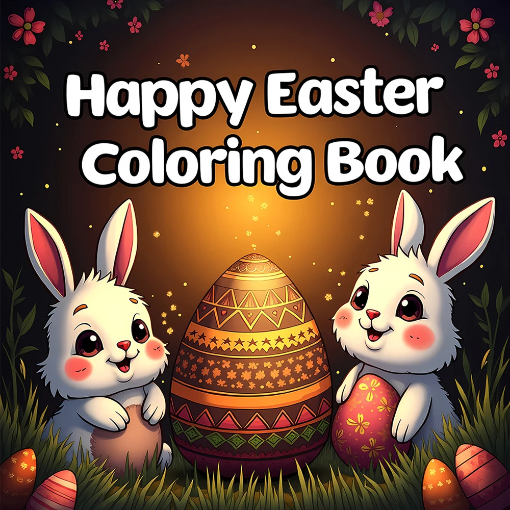 

Art Coloring Book Easter Theme for Adults and Teens Features Cute Bunnies and Eggs Happy Easter Featuring Adult Picture Book