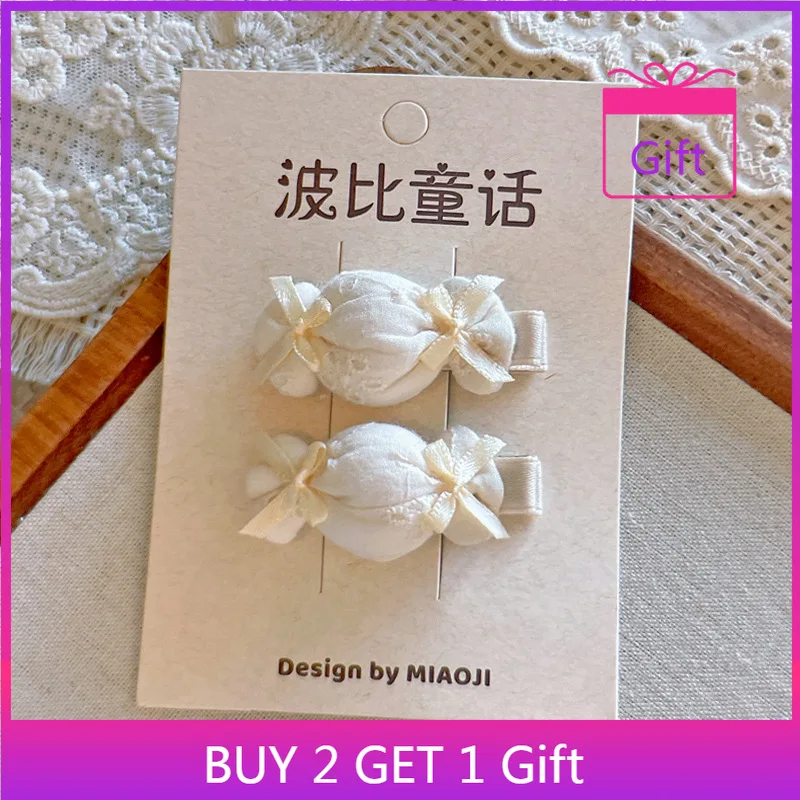 

Minimalist Beige Hair Barrettes Korean BB Clip with Lace Pearl Accents Elegant Aesthetic Hair Clips for Women Girls