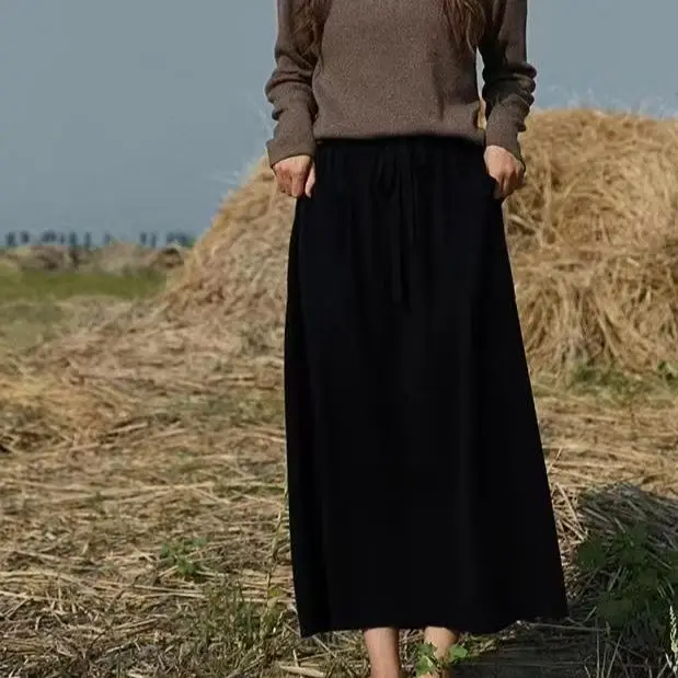 Cashmere Jacquard Skirt Thickened Loose overskirt Women
