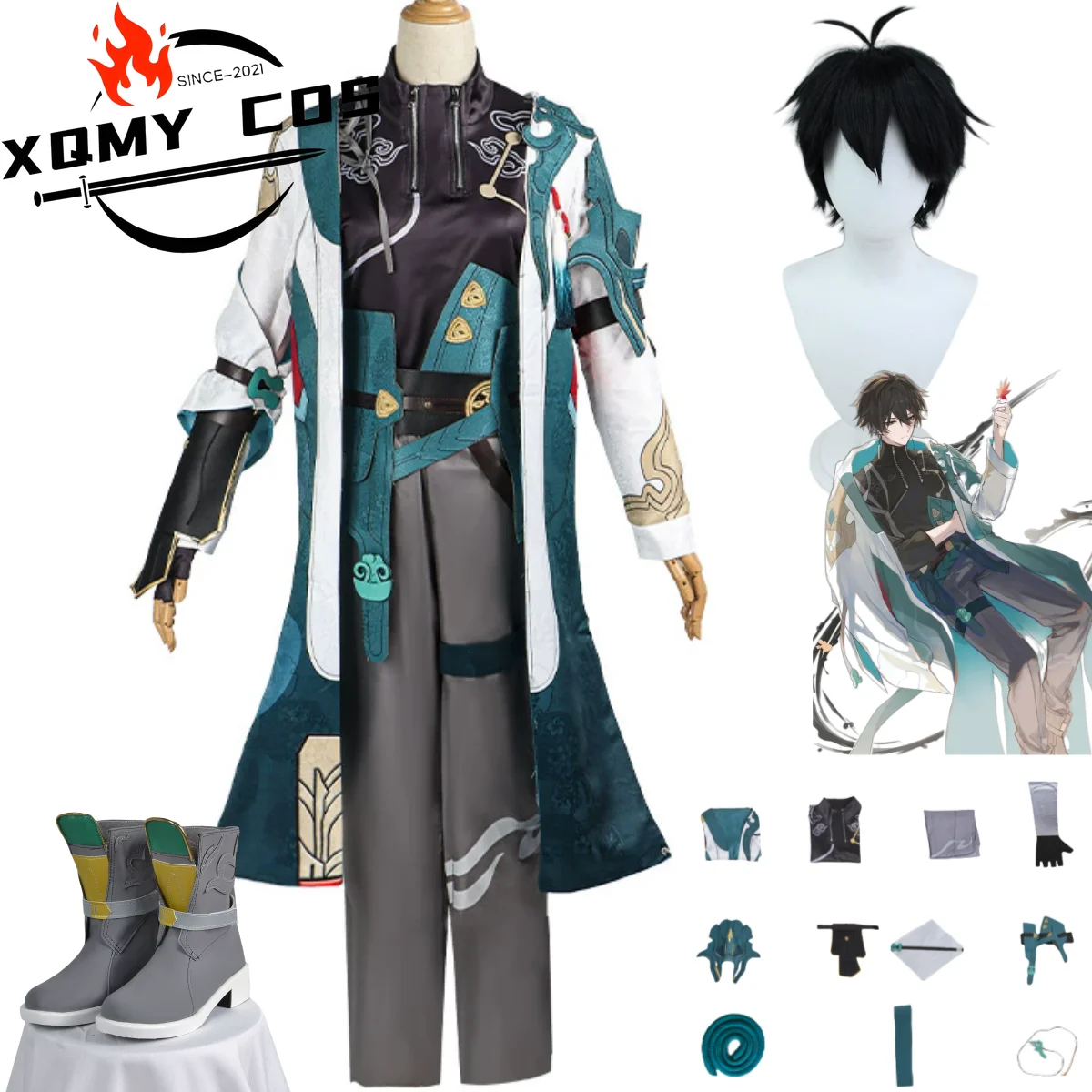 

XQGame Dan Heng Imbibitor Lunae Honkai: Star Rail Косплей Костюм Astral Express Аниме Парик Экипировка Униформа Обувь Мужской праздничный костюм