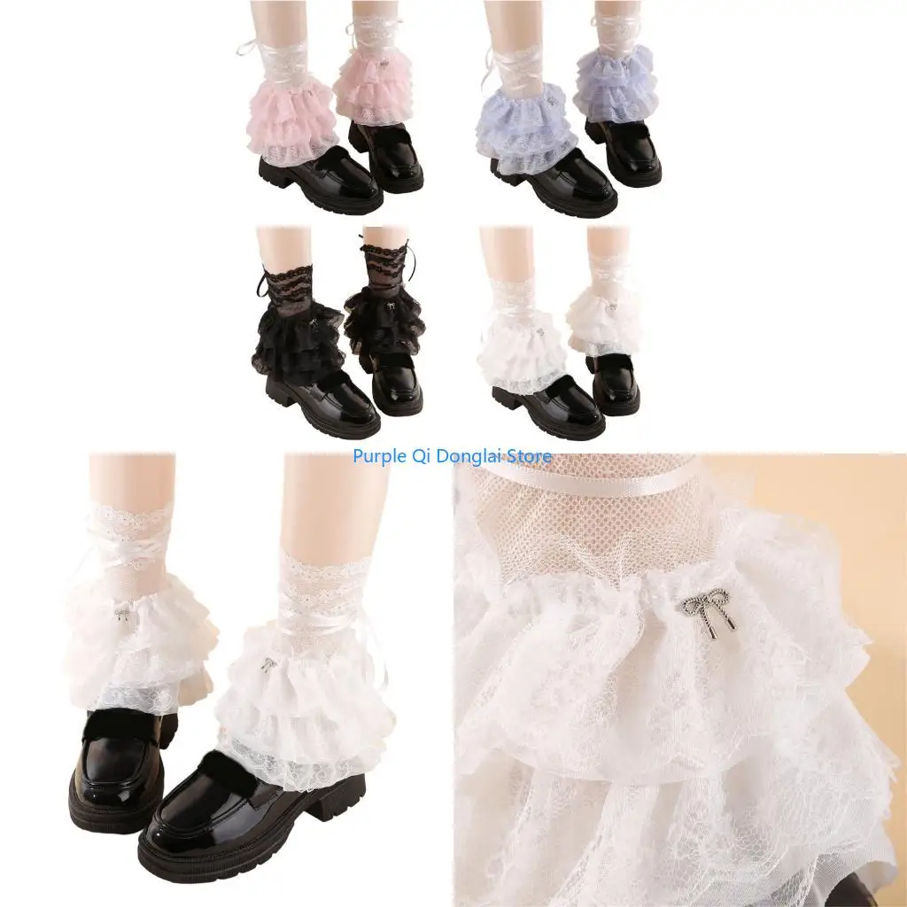 L21E Gothic Lace Leg Warmers Adjustable Calf Sleeves Cosplay Accessories For Anime Conventions And Gothic Anime Outfits