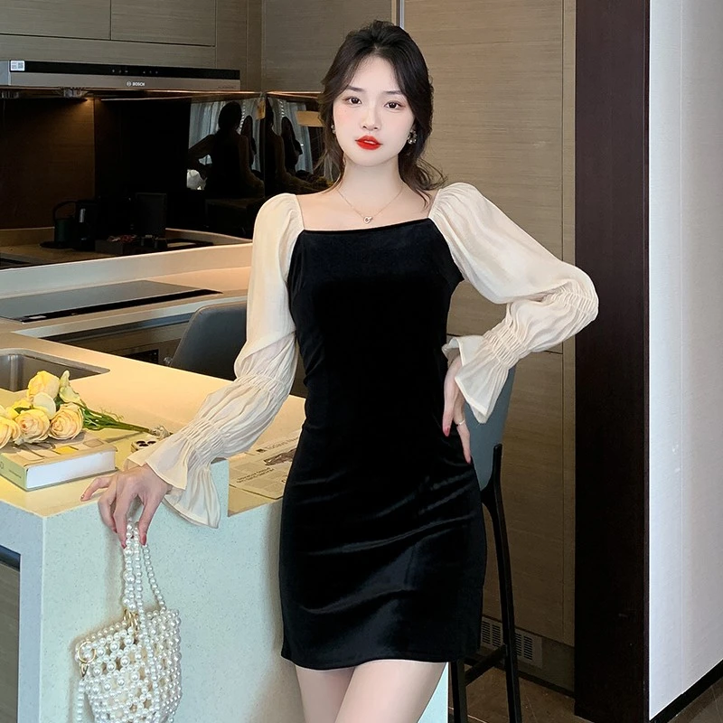 فساتين نسائية بأكمام طويلة فستان خريفي من القرون الوسطى مشروط بيج سموكينج مكشكش الخصر مناسب نصف الياقة المدورة الحد الأدنى مستقيم #4