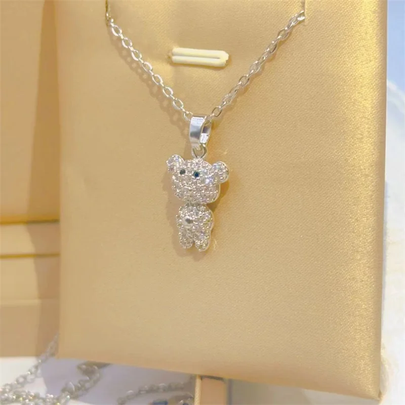 Fashionable and Exquisite Cute Piggy Nose Bear Necklace Classic Personality Micro-inlaid Jewelry Stainless Steel Clavicle Chain