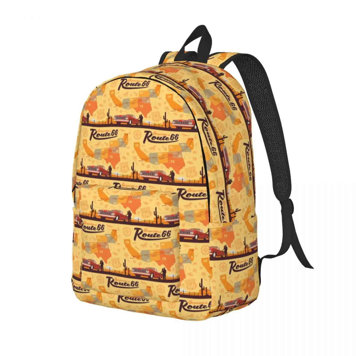 Custom Get Your Kicks On Route 66 Canvas Backpack Women Men Basic Bookbag for College School Bags