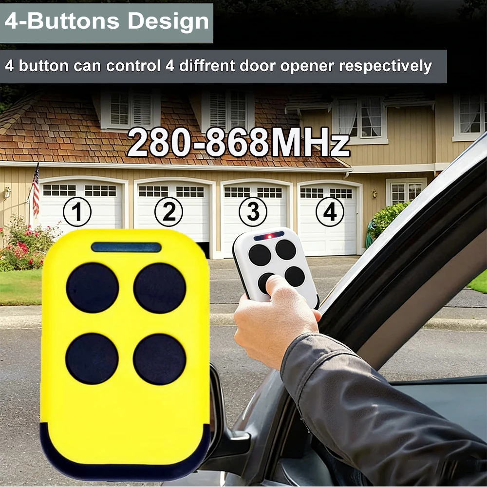Universal Gate Remote Control Garage Door Control 4 in 1 Multifrequency Remote 280-868MHz Rolling Code