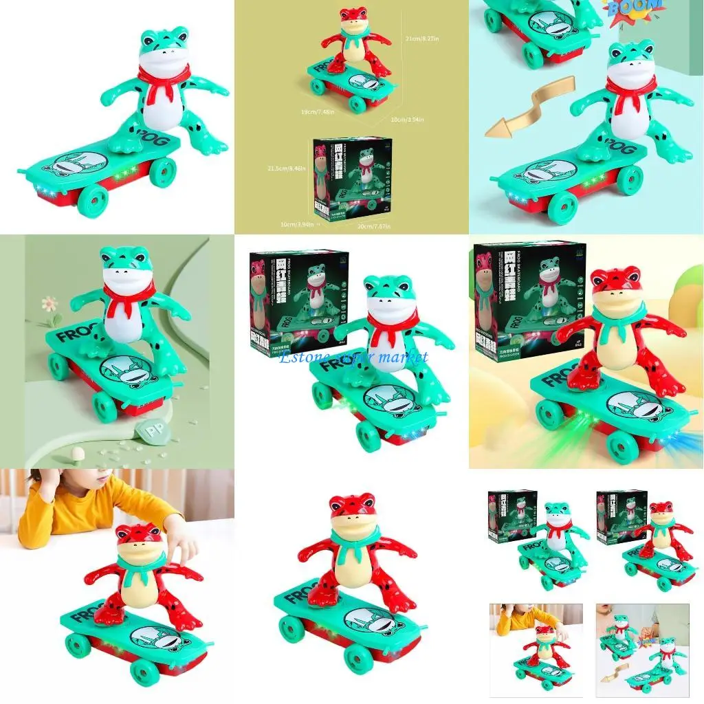 090B Monopatín acrobático dibujos animados para niños, juguete musical ligero para niños, juguete interactivo para fiesta