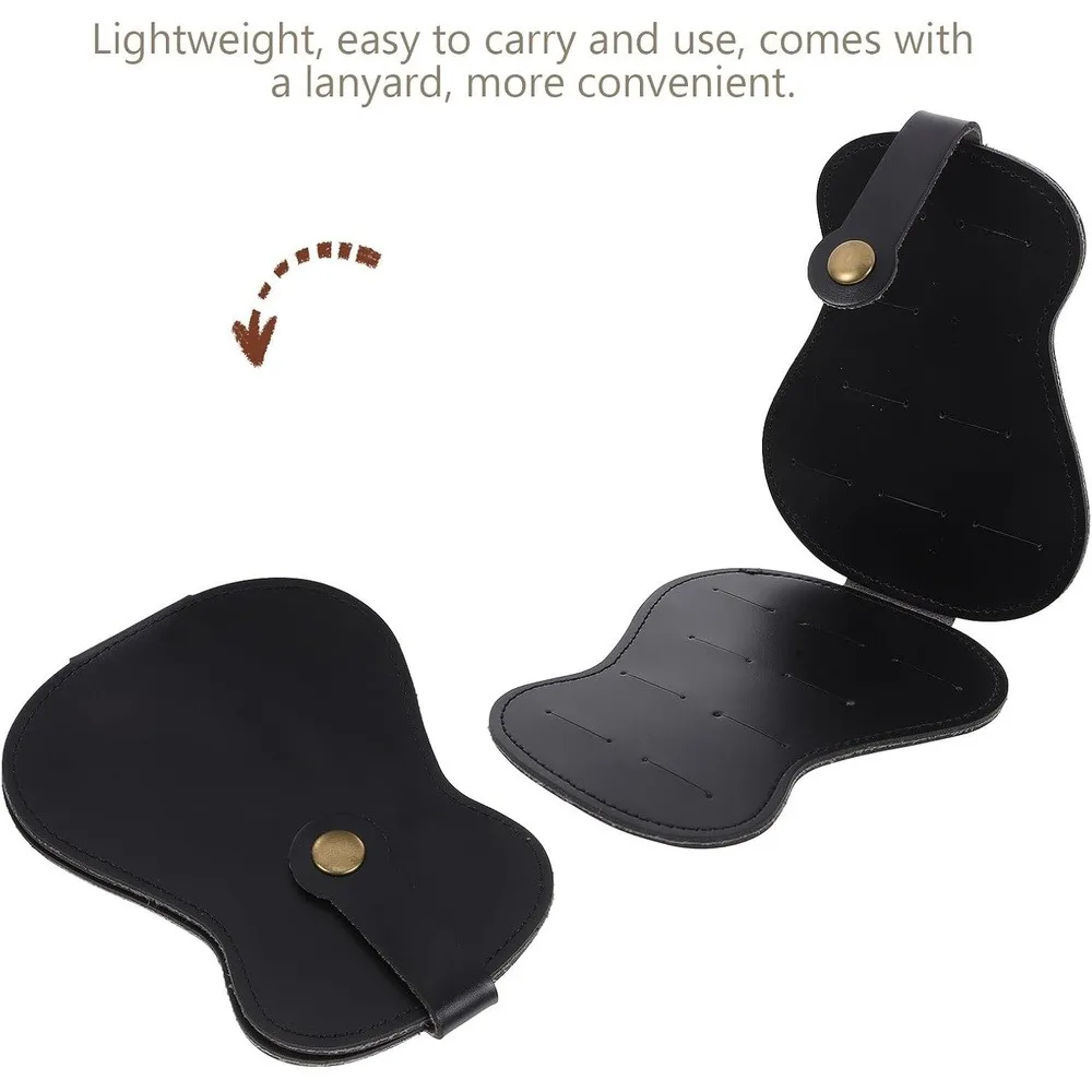 Guitar Pick Holder Pouch, PU Leather Guitar‑Shaped Picks Storage Case, Large Capacity Portable Picks Organizer Bag for Acoustic Electric Guitar, Black, 1 Pcs