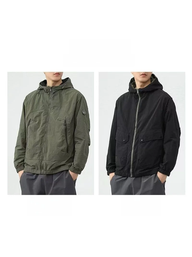 

Мужская куртка-худи American Sle, двусторонняя, для активного отдыха, повседневная, ветрозащитная, водоотталкивающая, весна-осень