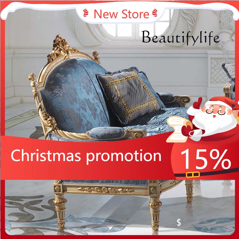 

European Solid Wood Carving Flower Sofa Villa French Living Room Fabric Sofa Combination Large Apartment Furniture X