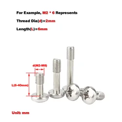 304 Stainless Steel Cross Pan Head Lock Screw / Round Head Half Thread Bolt M2-M8