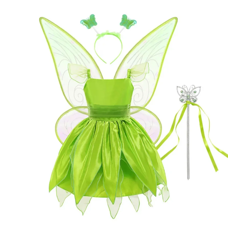 Girls Tinker Bell dress Halloween Purim baby flower fairy green Tinkerbell cosplay Christmas birthday gift fancy dress