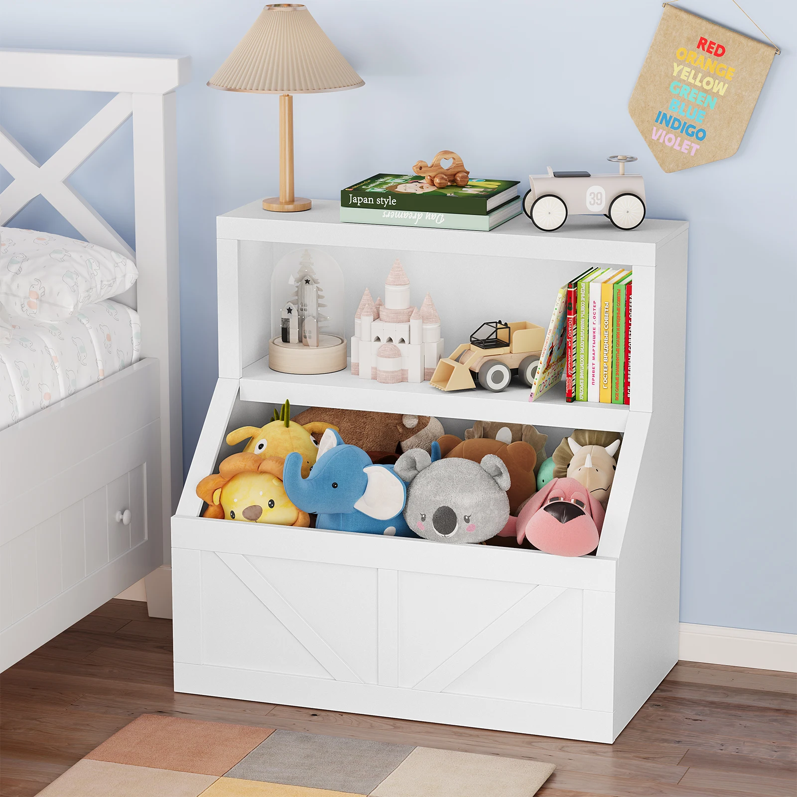 Kids Wooden Bookcase & Toy Storage Organizer Cabinet 2
