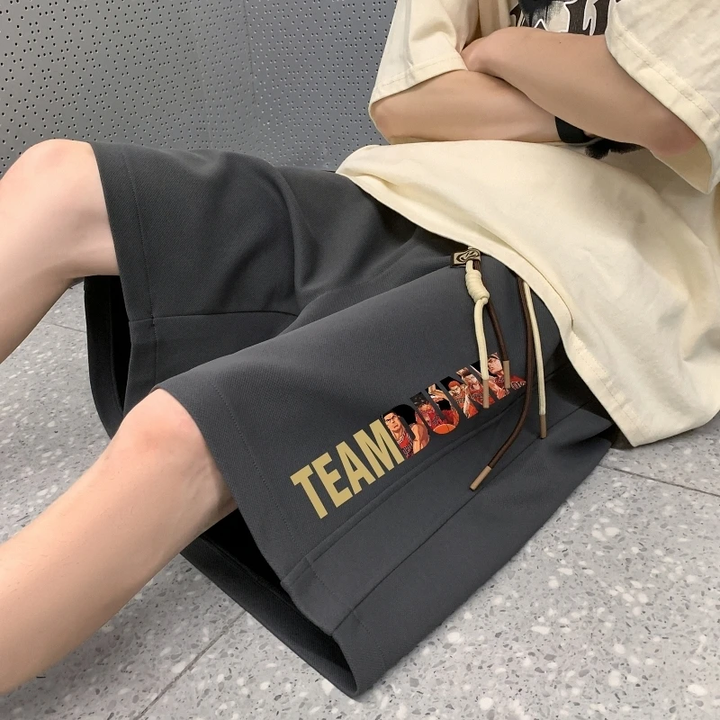 

Casual Men's ort Pants Summer Thin Straight Loose Spor Mid-Length Breathable Faionable Teenager All-Match Summer orts