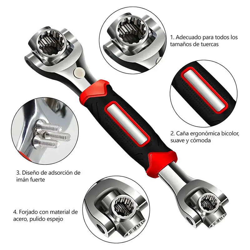 8-19mm Universal Double Ended Wrench 360 Degree Rotating Head Ratchet Spanner Hand Repair Tools Multifunctional Car Accessories