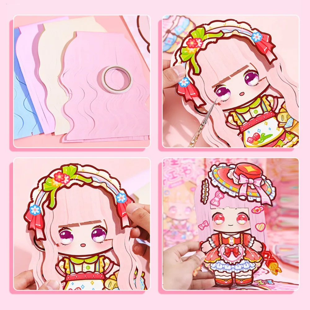 Handmade DIY Paper Hairstyles Toy Montessori Cartoon Idol Styling Designer Toy 3D Hairdresser Girls Hair Stylist Toy DIY