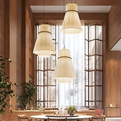 Wabi-sabi Style Pendant Lights Modern Fabric Pendant lamp for Restaurant Cafe Dining Room Minimalism Cloth Art Chandelier