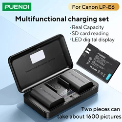 Bateria LP E6 LP-E6N i ładowarka z funkcją odczytu karty SD do Canon EOS R R5 R6 Ra XC10 5D Mark II/III/IV,5DS,5DS R,6D,6D Mark II,7D, 7D Mark II,70D,80D, Kamera 90D, Blackmagic 4K/6K itp