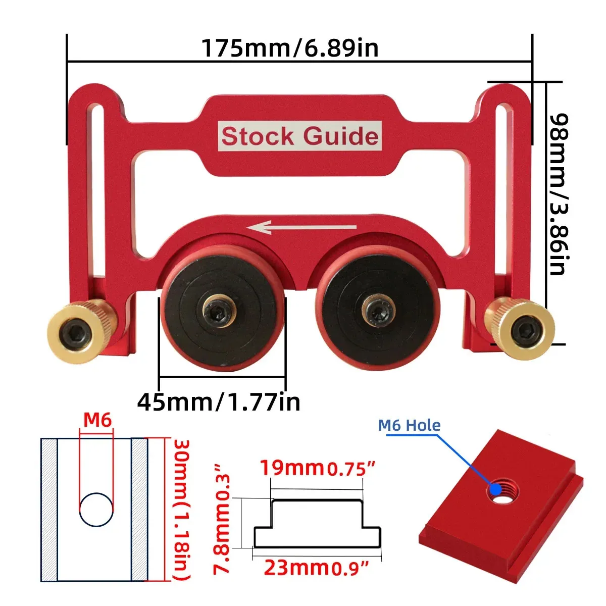 Woodworking Double Wheel Bearing Stock Roller Clear-Cut Table Saw Featherboards