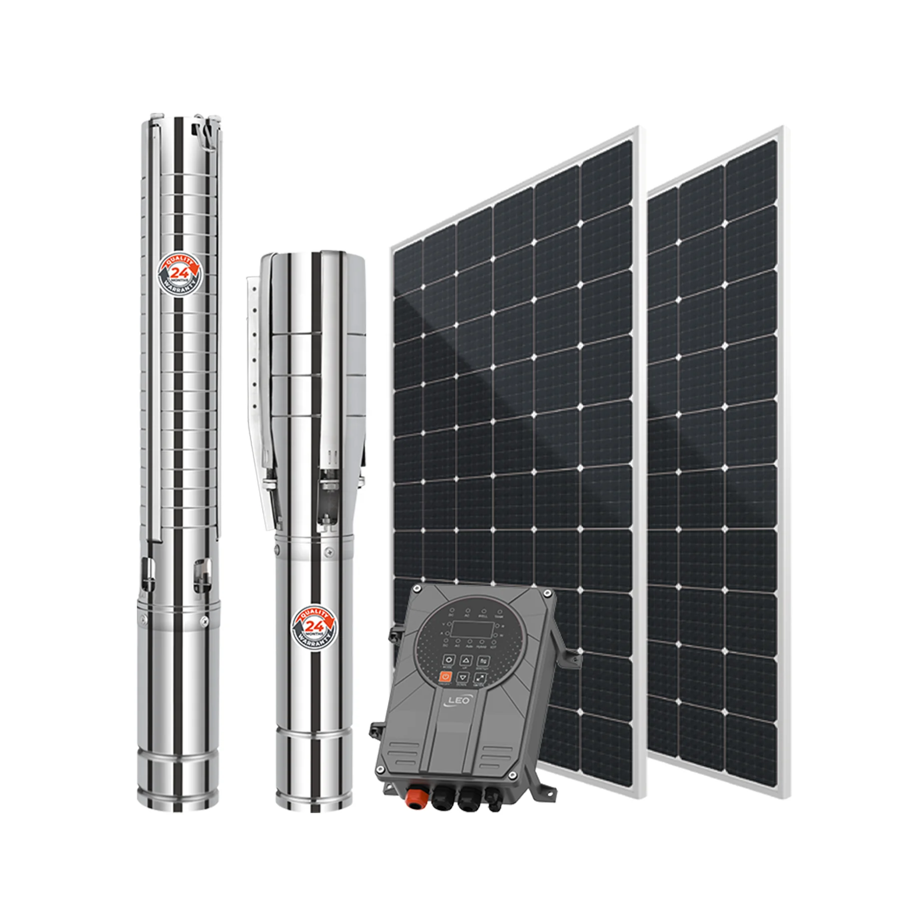 LEO LPY Solar 4 بوصة 3HP 15m3/h تدفق عالي التيار المتناوب تيار مستمر مجموعة مضخة بئر غاطسة مضخة مياه الآبار العميقة لإمدادات المياه المستمرة