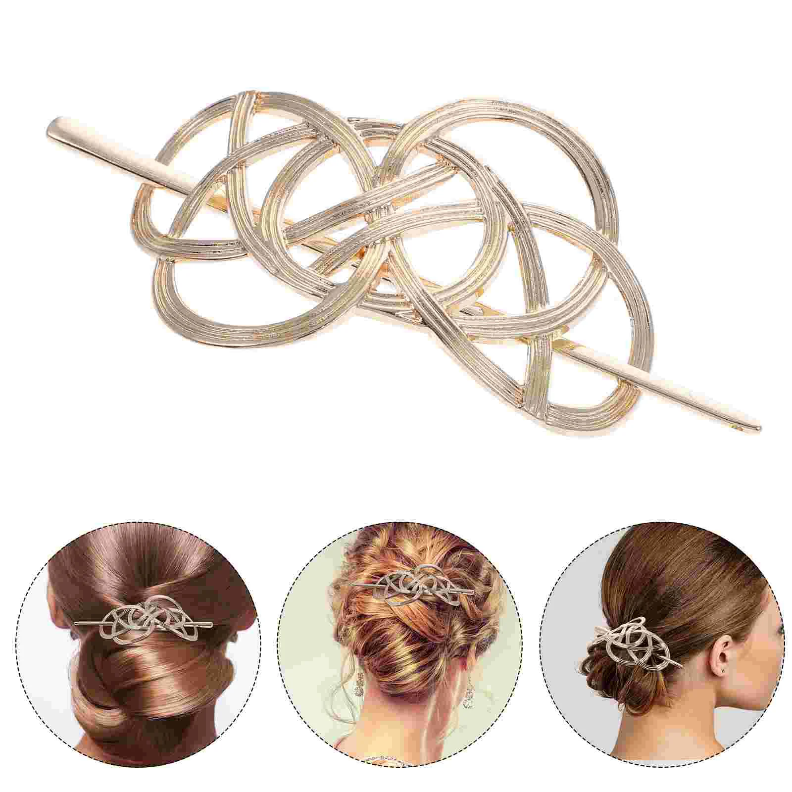 Hair Barrettes Hairpin Bride Accessory Women Delicate Girl All-match Stick Golden Ornament Alloy Hollow Vintage Style Women's