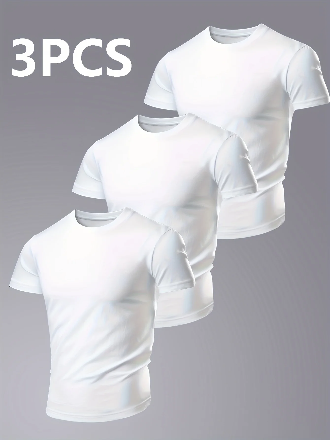 

3PCS, Men's casual short sleeved round neck T-shirt, breathable and lightweight, suitable for summer sports and casual wear, per